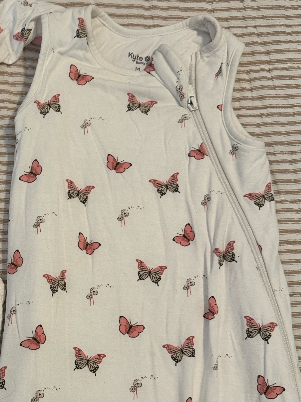Kyte BABY White Sleep Sack with Pink Butterfly Print